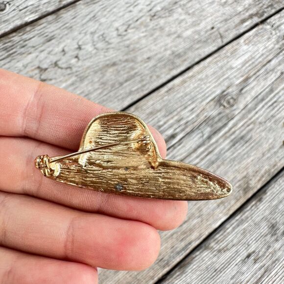 Vintage Jewelry Ret Hat Brooch Red Rhinestone Hat Pin - Picture 2 of 2